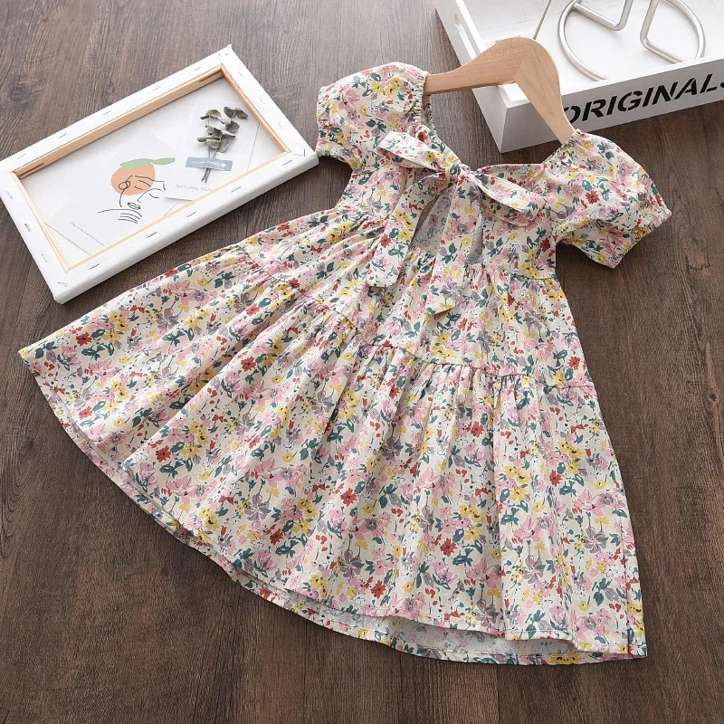 Bear Leader Girls Floral Dresses 2023 New Fashion Sweet Kids Flowers Costumes Children Sleeveless Vestidos Toddler Baby Clothing