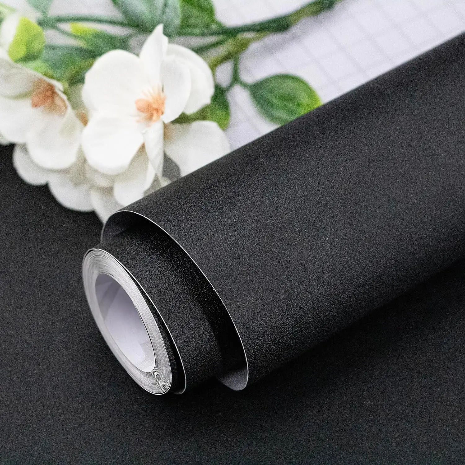 

55CM Width Self-adhesive Film Black Matt Thickened Sticker Furniture Kitchen for Cupboards Tables Wall DIY Renovation Wallpaper