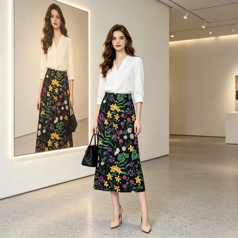 Miyake Pleated Skirt Summer 2026 New Niche Design Pleated Skirt Printed Fashion Slimming High Waist Pleated Skirt for Women