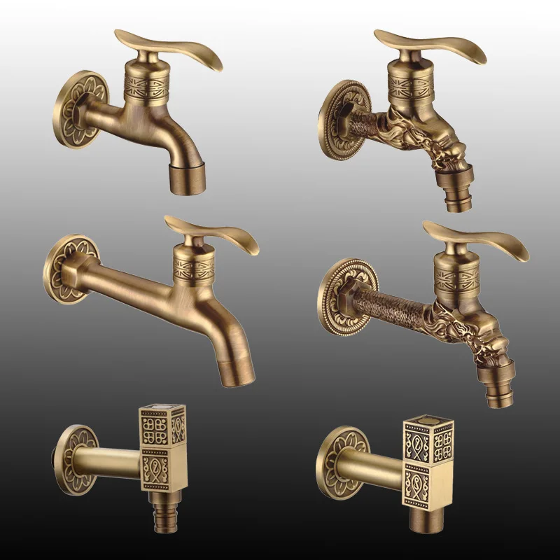 صنبور خارج الباب مجموع النحاس حديقة الحنفية الحائط العتيقة الانتهاء بيغكوك غسالة صنبور #5