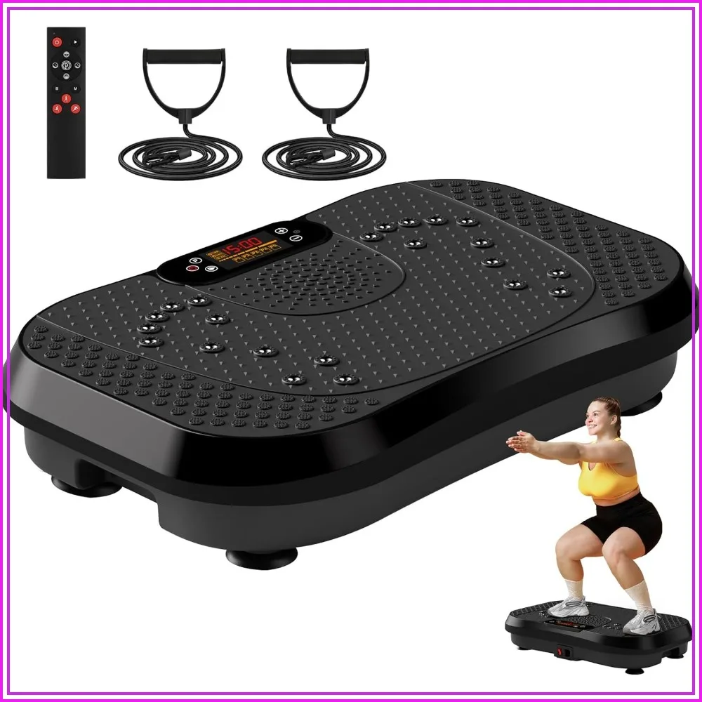 

Vibration Plate Exercise Machine for Lymphatic Drainage, 120 Speeds, Full Body Workout with Resistance Bands