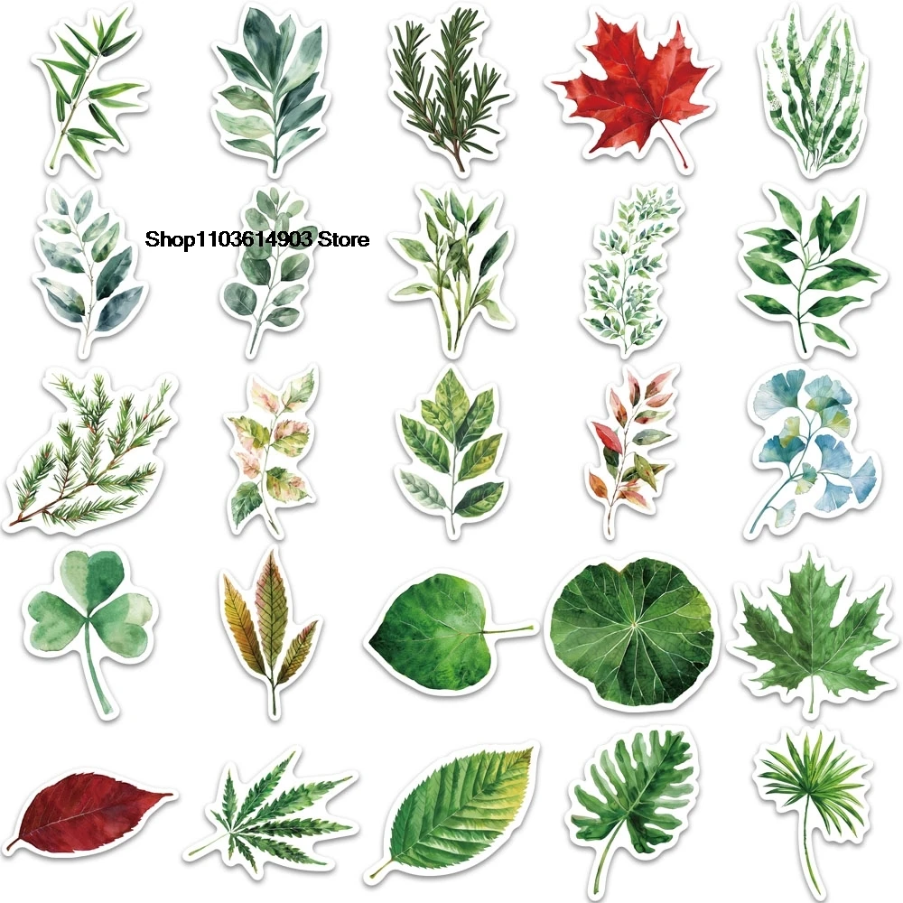 50PCS Plant leaf graffiti decorative wall stickers pack custom adhesive sticker aesthetic personalized pegatinas decoration home