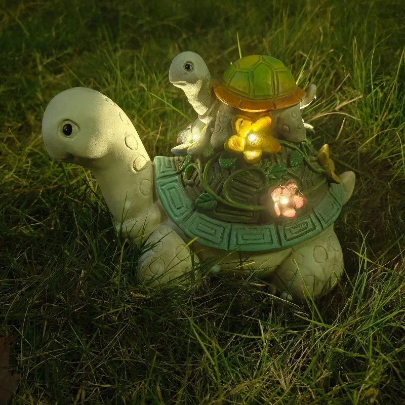 Creative Turtle Statue Outdoor Garden Courtyard Resin Crafts Ornament Waterproof Solar Night Light
