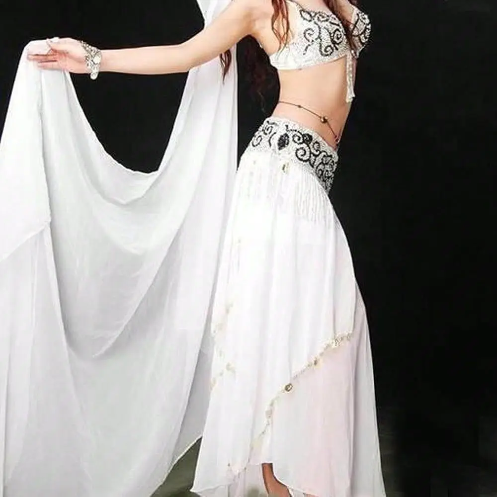 8mm HandMade Belly Dance Silk Scarf Veils For Women Gradual Colors 98inchx45inch,White
