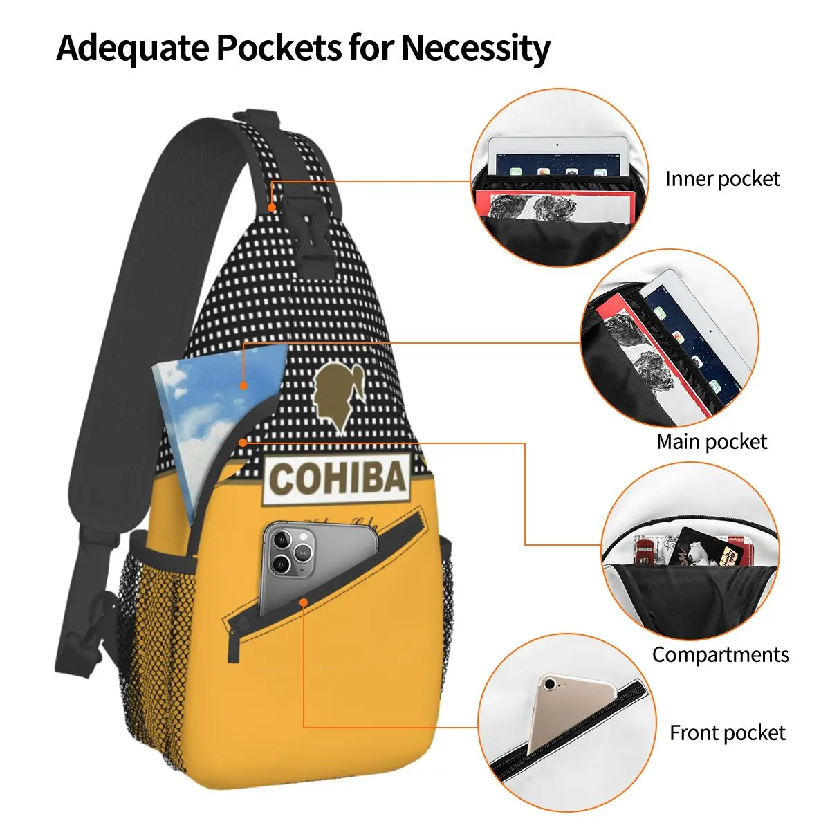 Cohiba Habana Cuba Cigar Crossbody Sling Bag piccola borsa a tracolla zaino Daypack per escursionismo borsa da viaggio all'aperto