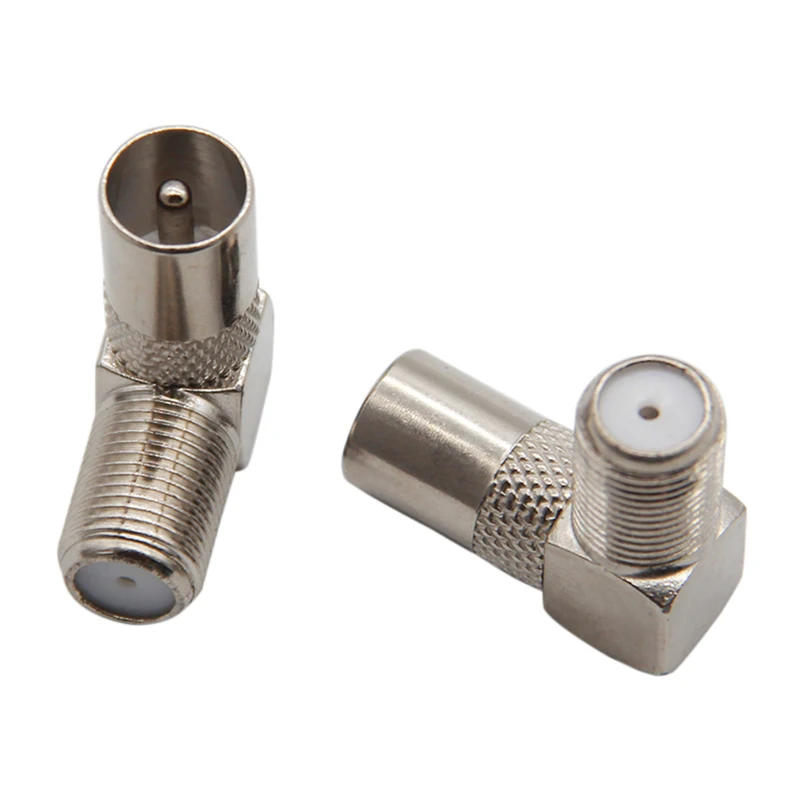 1PCS F-Type Female Aluminium Alloy 90 Degree Right Angle TV Aerial Antenna Plug Connector Adapter Plug to Socket Coax Cables