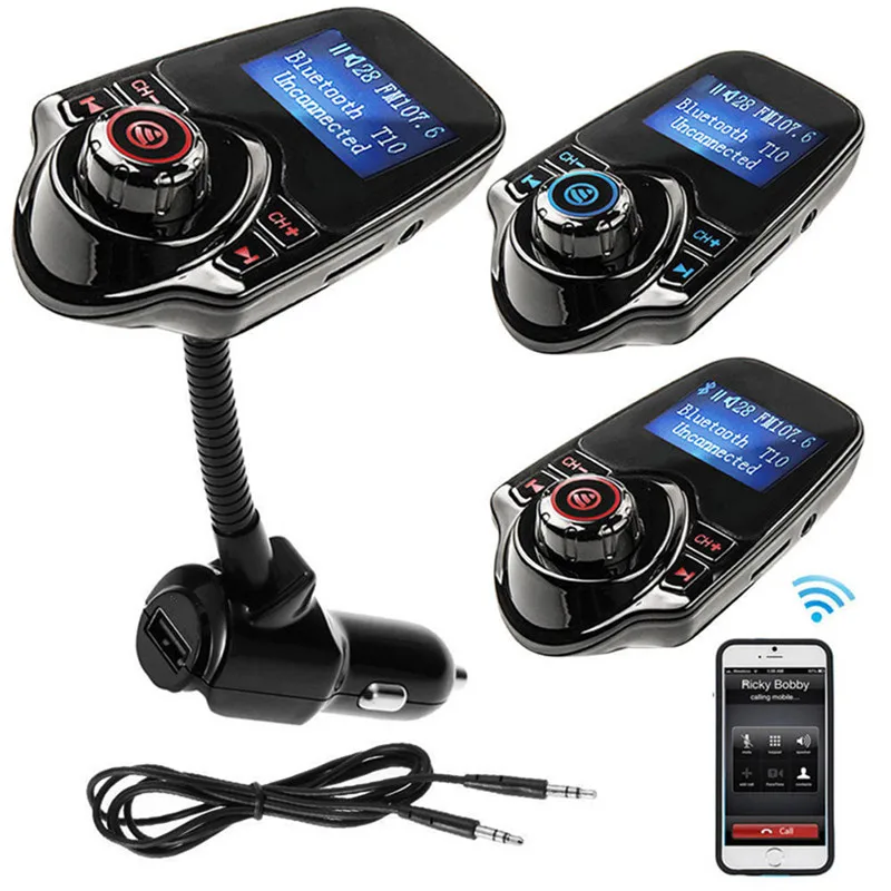 Kit de reproductor de Audio MP3 para coche, altavoces inalámbricos, modulador FM, transmisor FM, compatible con Bluetooth, manos libres, Cargador