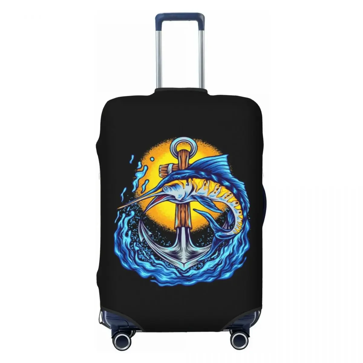 Custom Dive Diver Scuba Diving Anchor Travel Luggage Cover Dust Proof Suitcase Cover Protector Fit 18-32 Inch