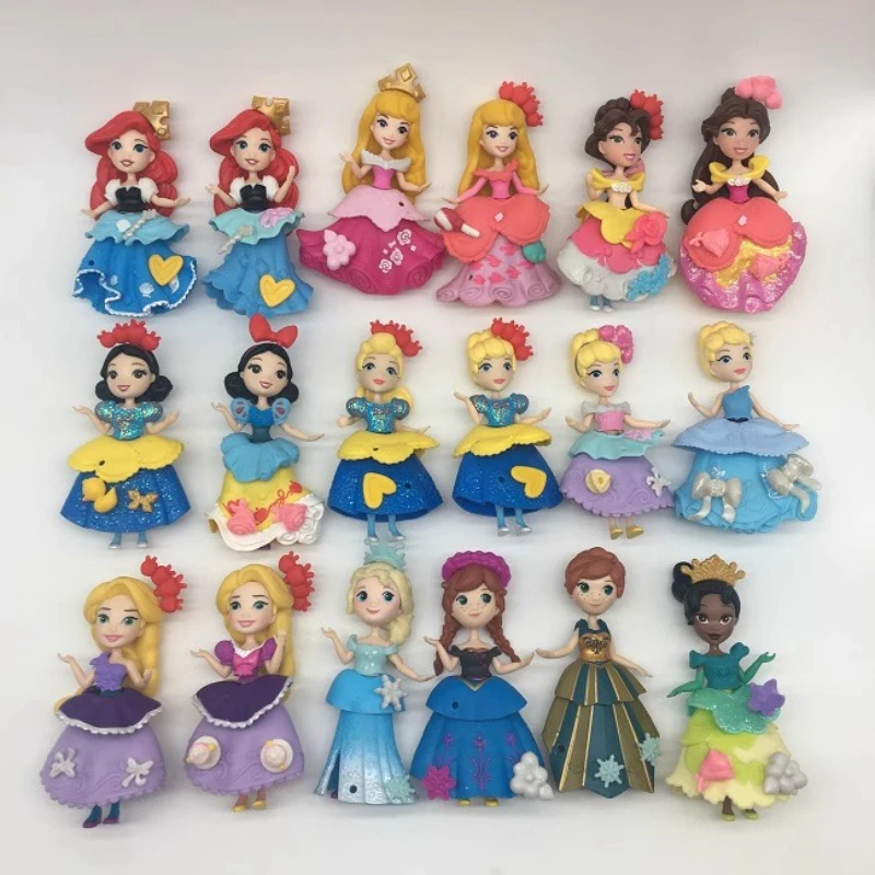 دمى أرييل تيانا رابونزيل أورورا الصغيرة يمكن ارتداؤها نسخة Q من ألعاب الأطفال النموذجية الطرفية الكرتونية