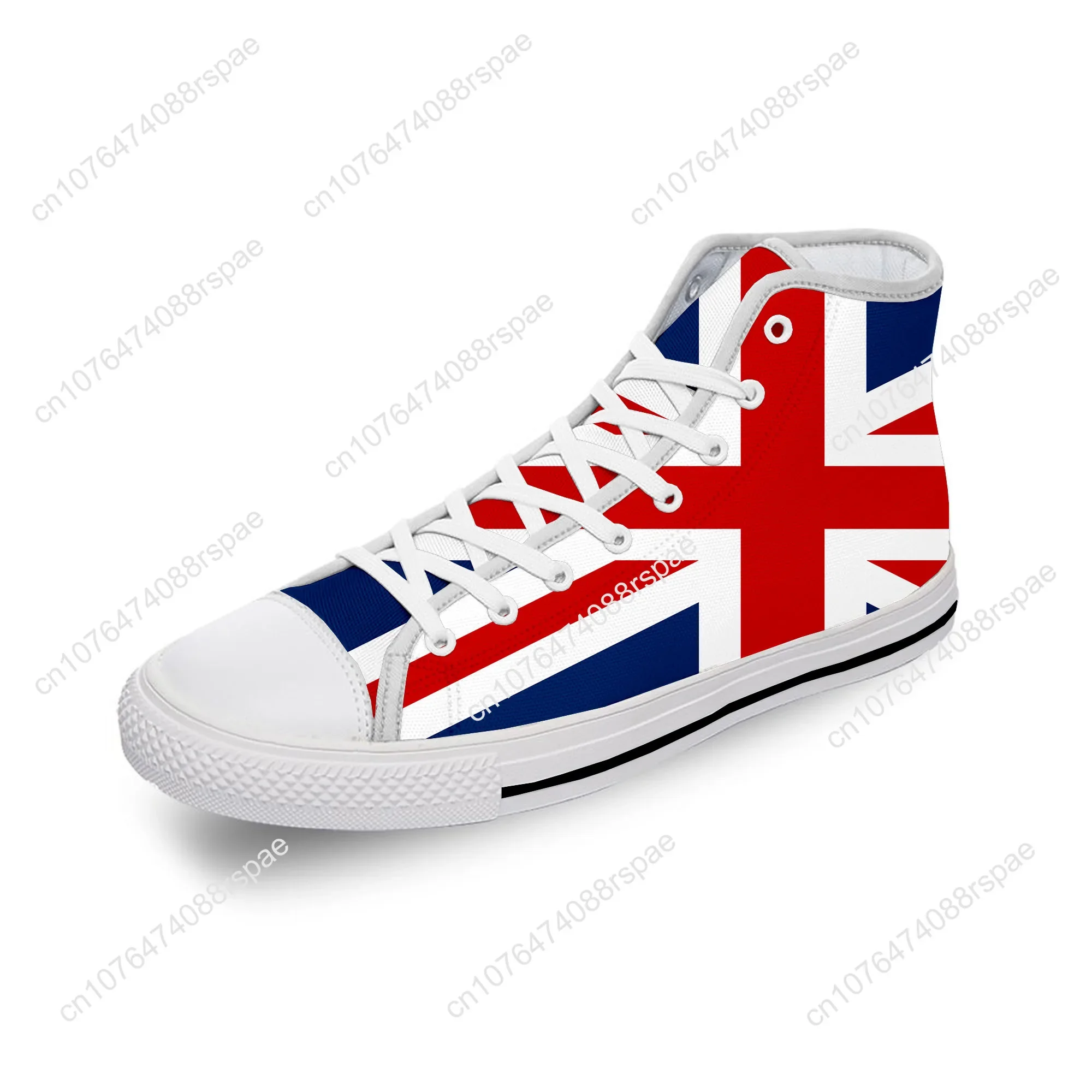 Wielka Brytania brytyjska flaga flaga Union Jack biała tkanina moda 3D Print wysokie buty płócienne mężczyzn kobiet lekki oddychające sneakersy