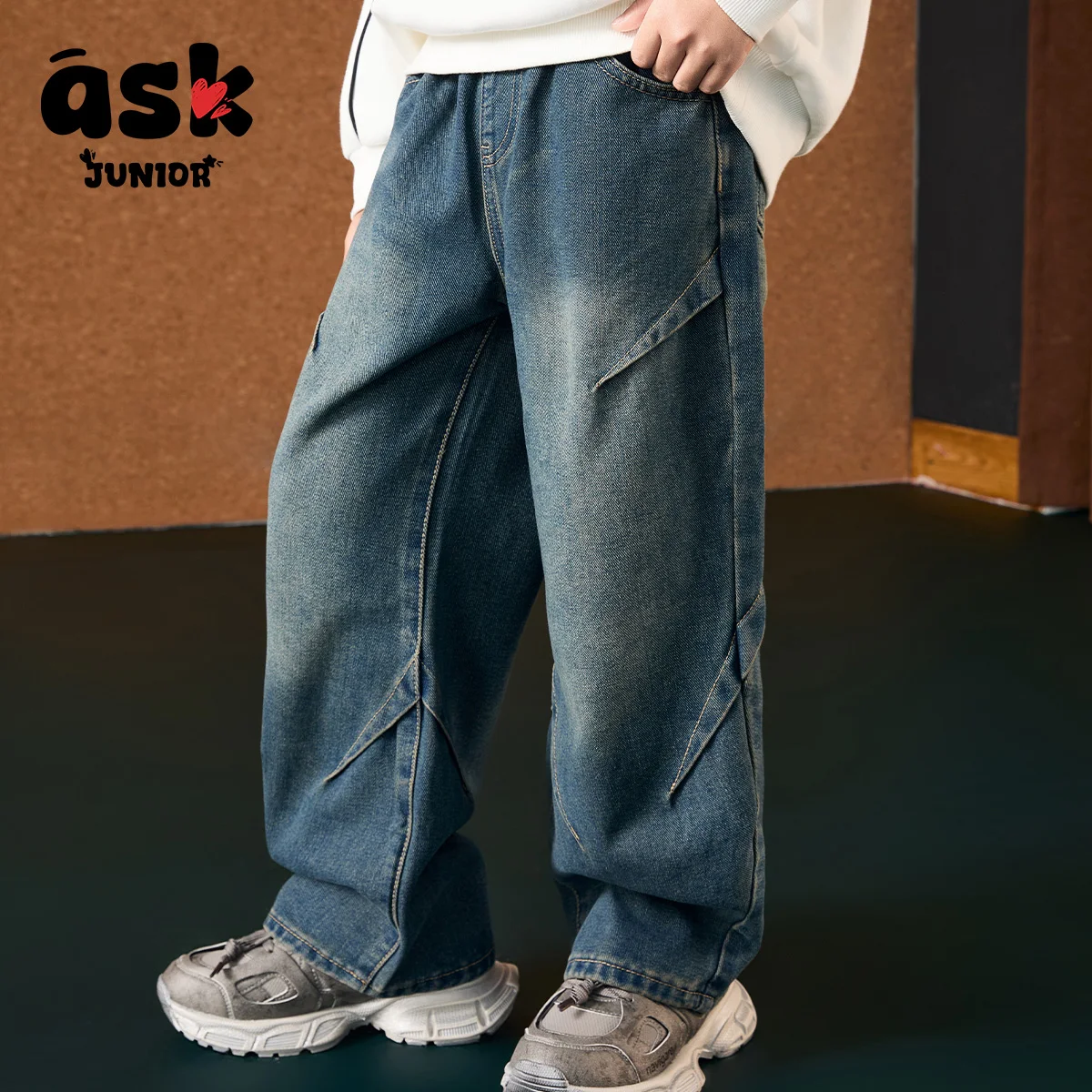 الأطفال والفتيان الربيع أضعاف تصميم الرياضة عارضة الجينز المستقيم #6