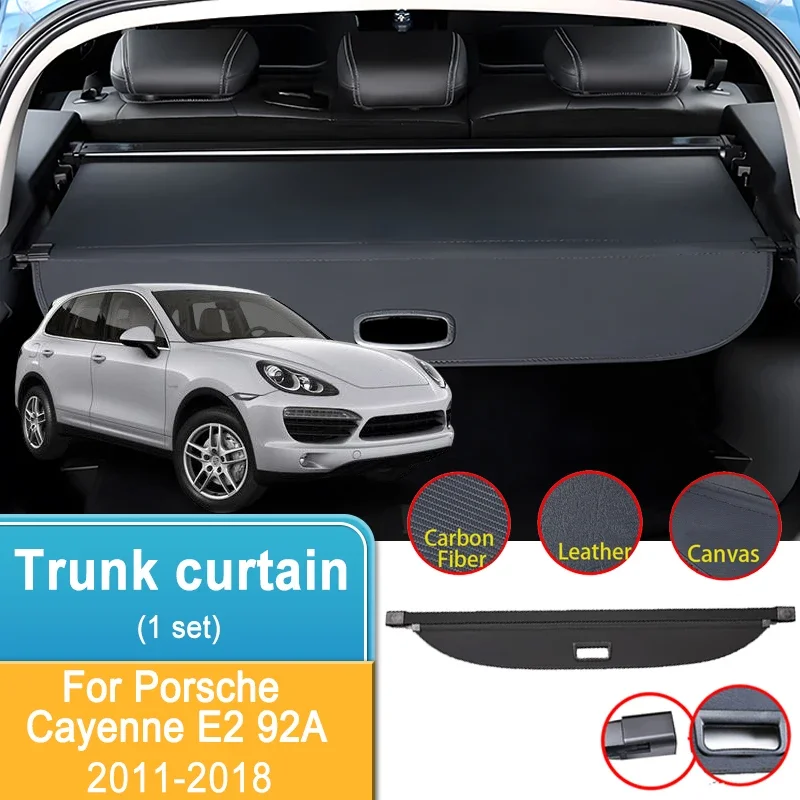 Car Trunk Cargo Curtain For Porsche Cayenne Body Kit E2 92A MK2 2011-2018 Interior Storage Trunk Partition Cover Car Accessories