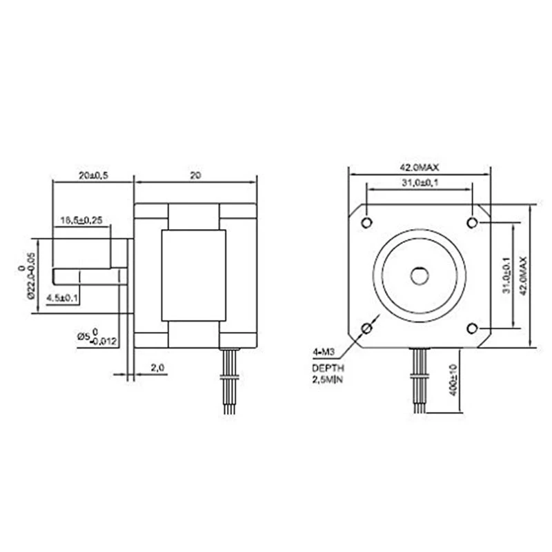 3X 17Hs08-1004S 4-Lead Nema 17 Stepper Motor 20Mm 1A 13Ncm(18.4Oz.In) 42 Motor Nema17 Stepper For DIY 3D Printer Cnc Xyz