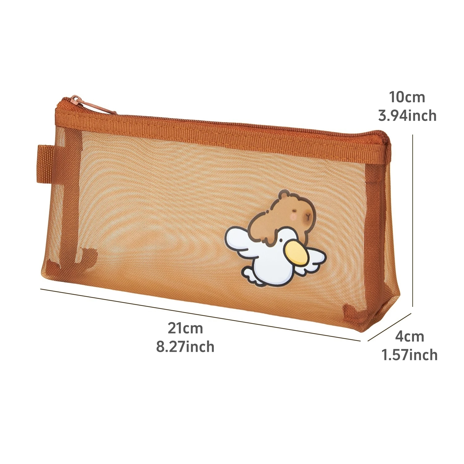 Capybara Mesh Pencil Bag Pen Case Cartoon Design Simple Transparent Storage Pouch for Stationery F7777
