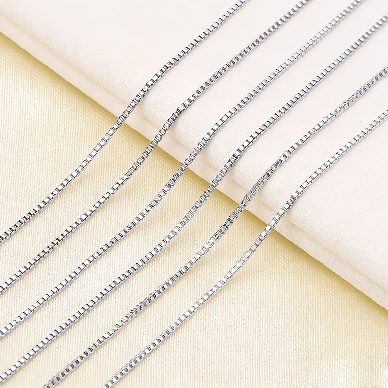 10PCS Promotion Cheap Wholesale Fashion Jewelry Real 925 Sterling Silver Box Venice Chains Necklace High Quality