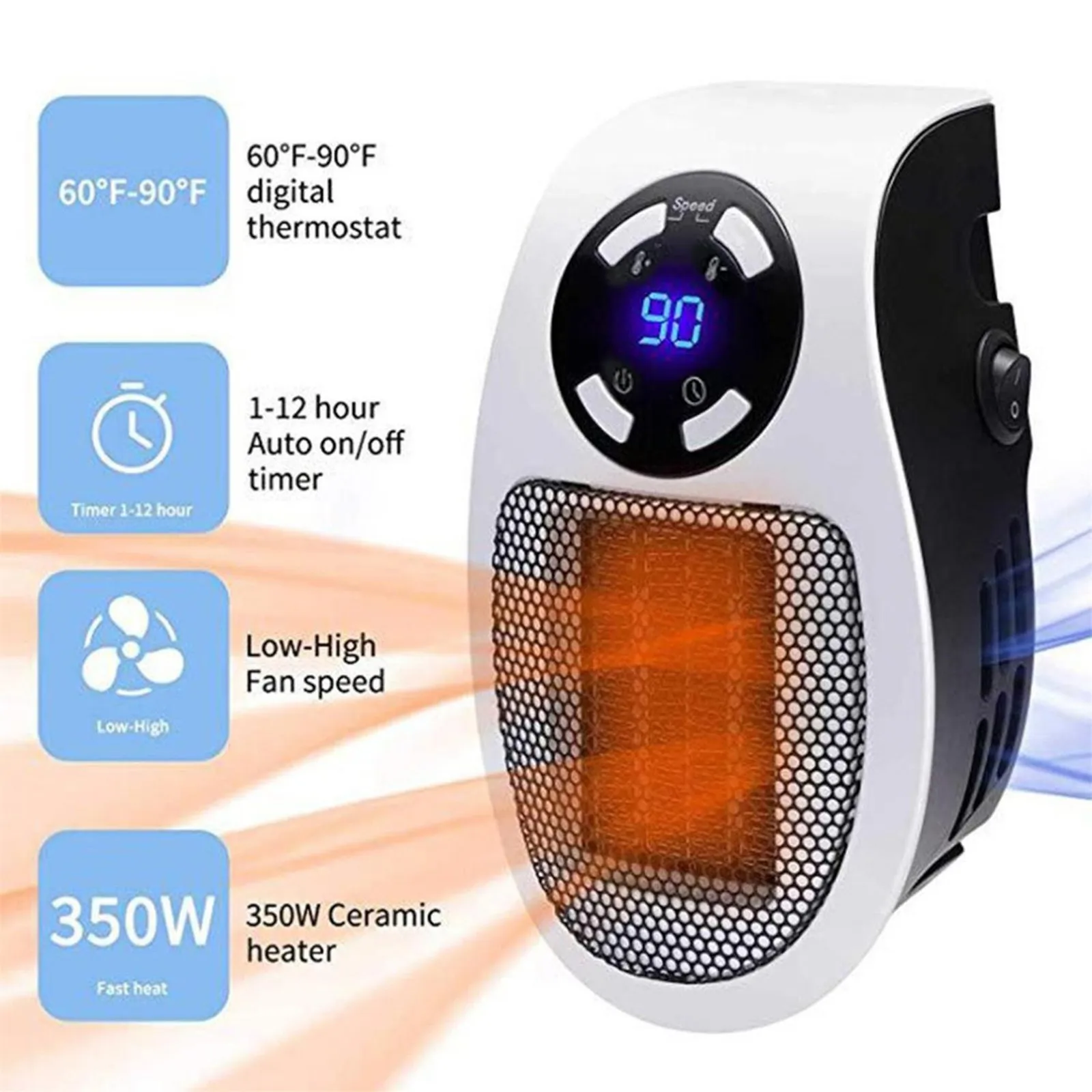 Plug in Heaters for Indoor Use - Upgraded 500W Space Heaters, Quiet Portable Heater with Thermal Protection, Electric Heater