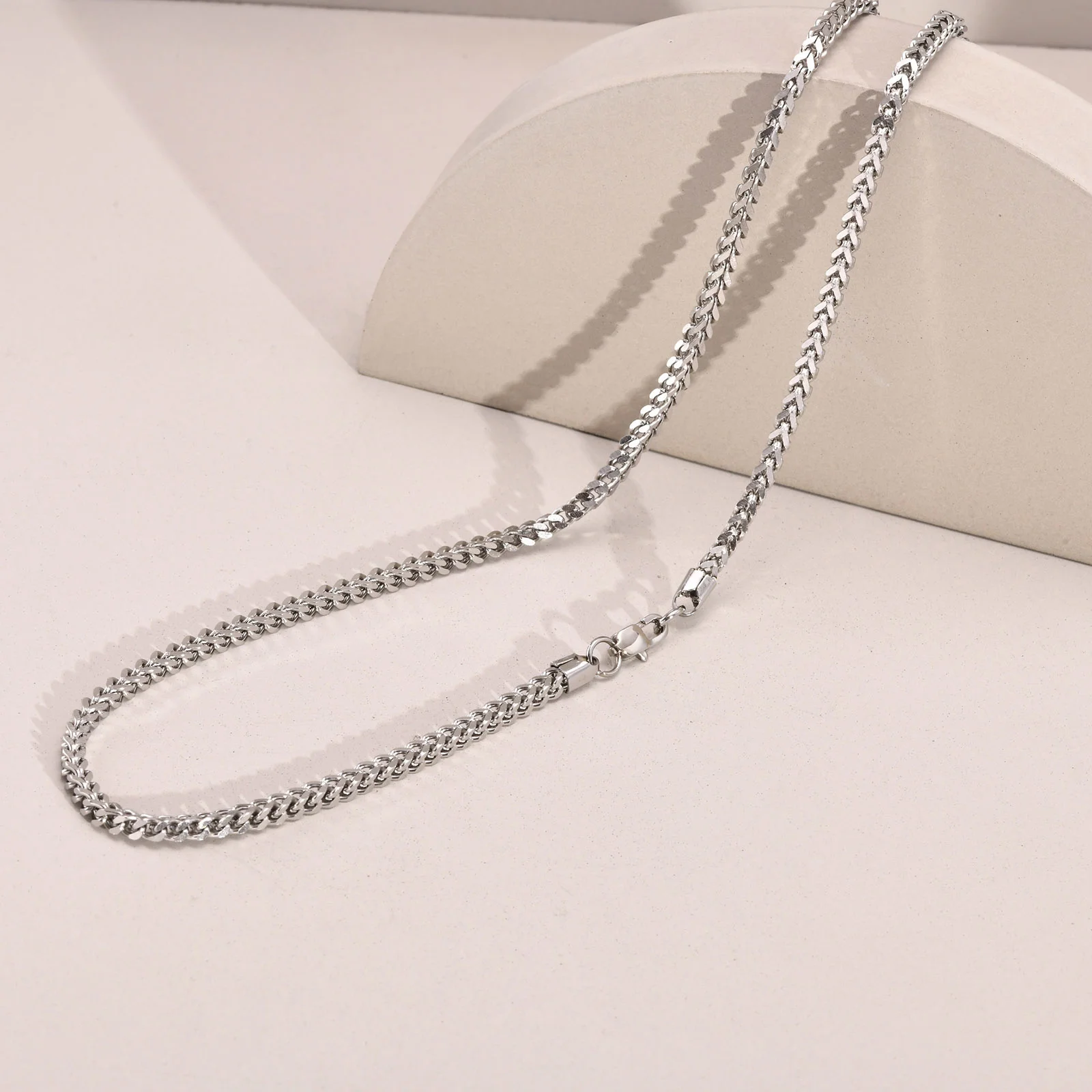 Franco Kette Halskette für Männer Jungen, 3mm dicke Edelstahl Halskette, männliche Kette Schmuck Geschenke – Detail 5