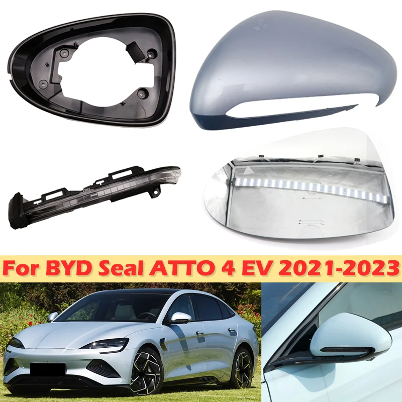 Image of DinCh Für BYD Seal ATTO 4 EV 2021 2022 2023 Seite Rückspiegel Abdeckung Rückspiegel Deckel Shell Blinker objektiv glas Basis
