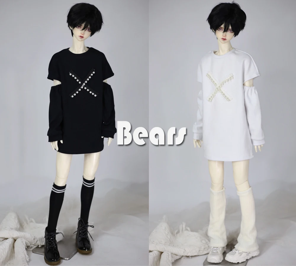 

BJD Doll Clothes Open Sleeved Pearl Cross Long Hoodie Tops For 1/3 1/4 BJD SD DD MSD MDD SD13 SD17 POPO68 Uncle SSDF ID75 Doll