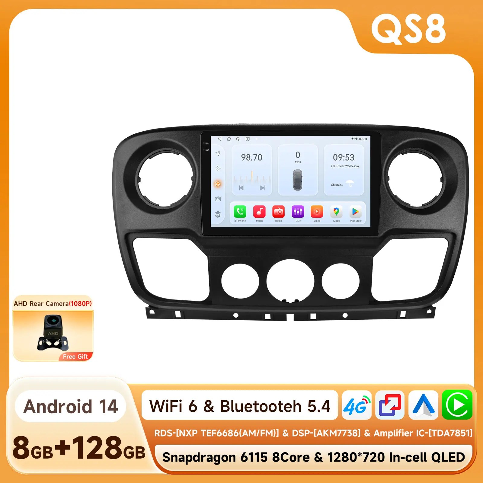Android 14 autoradio voor Renault Master III 3 Nissan NV400 Opel Movano 2010-2021 Intelligente Carplay Auto Multimedia GPS 4G 6115