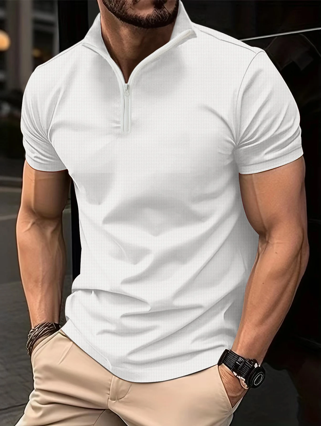 2024 Summer Fashion New Men\'s Zipper Henry Collar Sports POLO Shirt Fashion Business street Breathable T-Shirt Golf