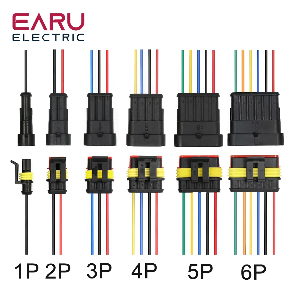 Car Wire Harness Plug Waterproof Joint Connector With Wire 1P 2P 3P 4P 5P 6P Plug-In Terminal Male Female Pair Plug-In Connector