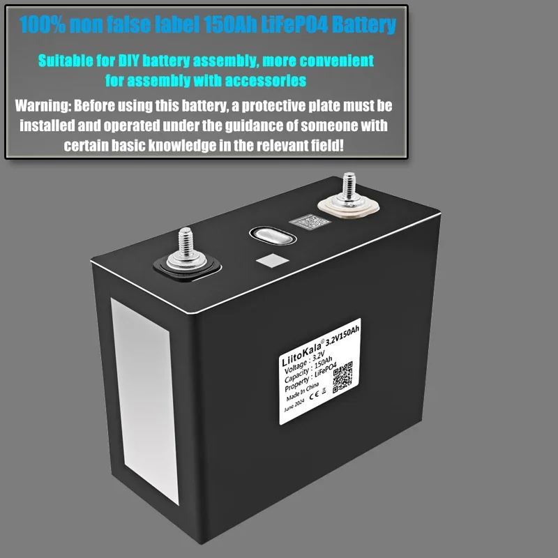 12PCS LiitoKala 3.2V 150Ah Lifepo4 Battery Cell for Battery Pack Grade A with 6000 lifecycle 2C 300A discharge for ESS EV UPS