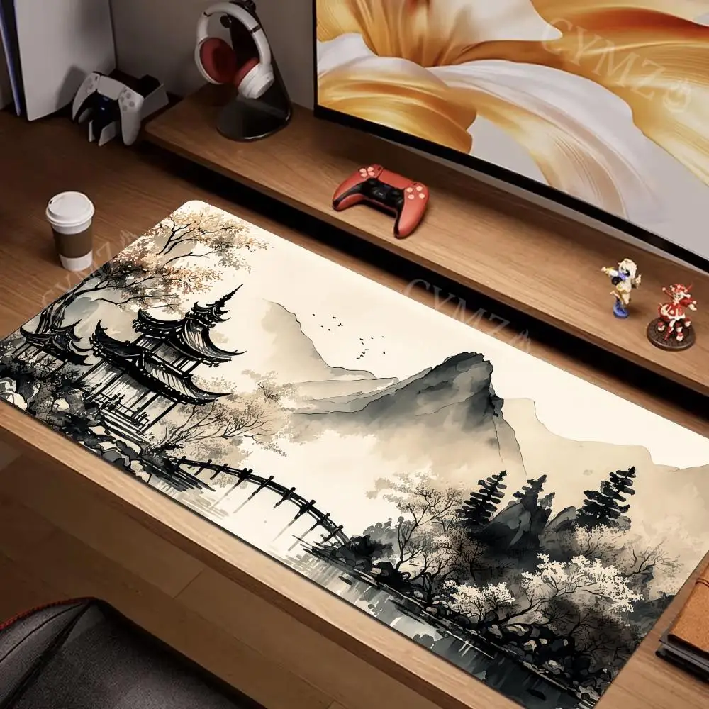 

Chinese Ink Wash Style Art Landscape Design large Mouse Pad Desk Mat Gaming pad pc accessories keyboard mousemat office rug