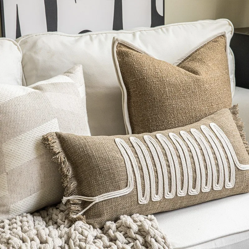 

Длинная прямоугольная подушка для дивана, японская ваби-саби, гостиная, образец комнаты, отель, проживание в семье, Cuion, мягкий домашний декор