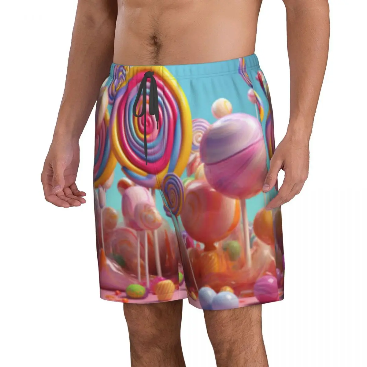 Quick Dry Swimming Shorts Candy Sweet Lollipop Fantasy Swimwear Man Swimsuit Swim Trunks