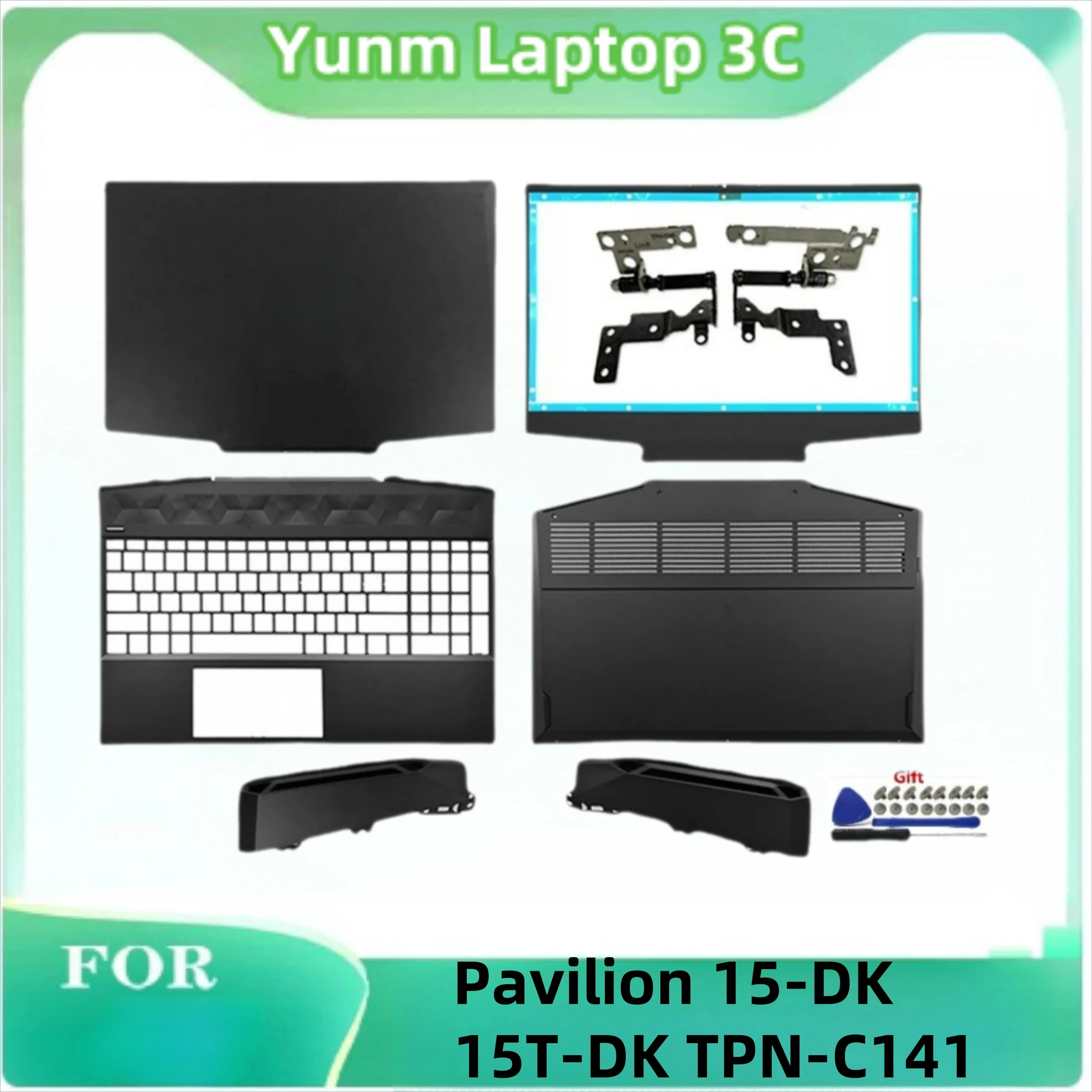 

For Pavilion 15-DK 15T-DK TPN-C141 Original Laptop LCD Back Cover Front Bezel Hinged Palm Frest Top Case Back Case L56914-001