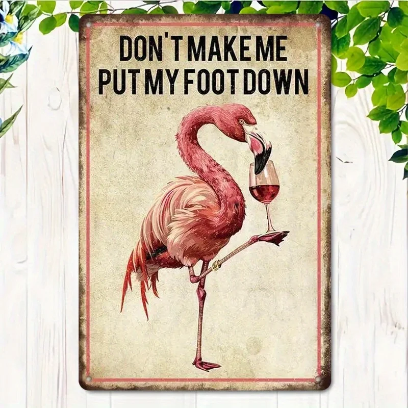 Vintage Flamingo Metal Wall Art Sign with 