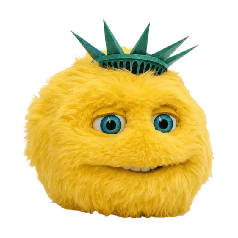 Liberty Biberty Inspired Plush Toy, Yellow Fluffy Round Character Doll Soft Furry Figure 25cm Collectible Plushie Gift for Fans