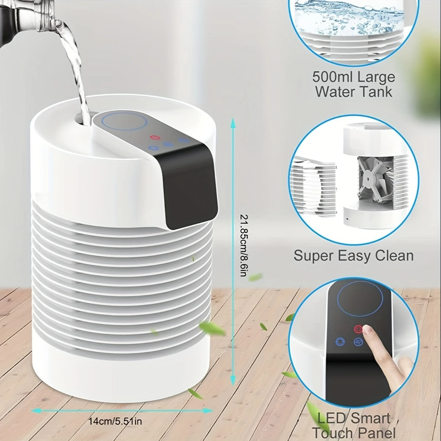 Portable Air Conditioner Fan, 4-In-1 Portable AC & Humidifier, AC Unit with 3-Speed ° Rotation Mini Air Conditioner Personal Ai