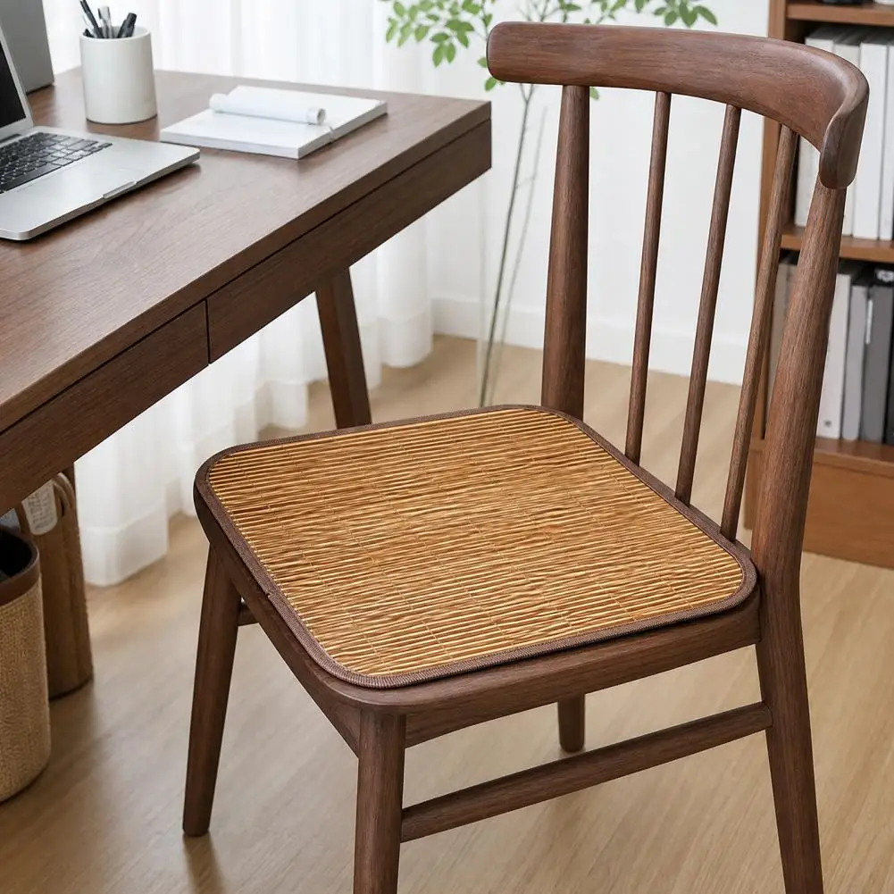 Anti-slip Seat Pad Bamboo Seat Mat with Breathable Design Summer Chair Pad for Office Dining Chairs Anti-slip Comfortable