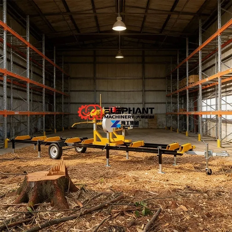 Forestry Timber Processing Hydraulic Trailer Horizontal Log Cutting Woodworking Machine Commercial Portable Sawmill