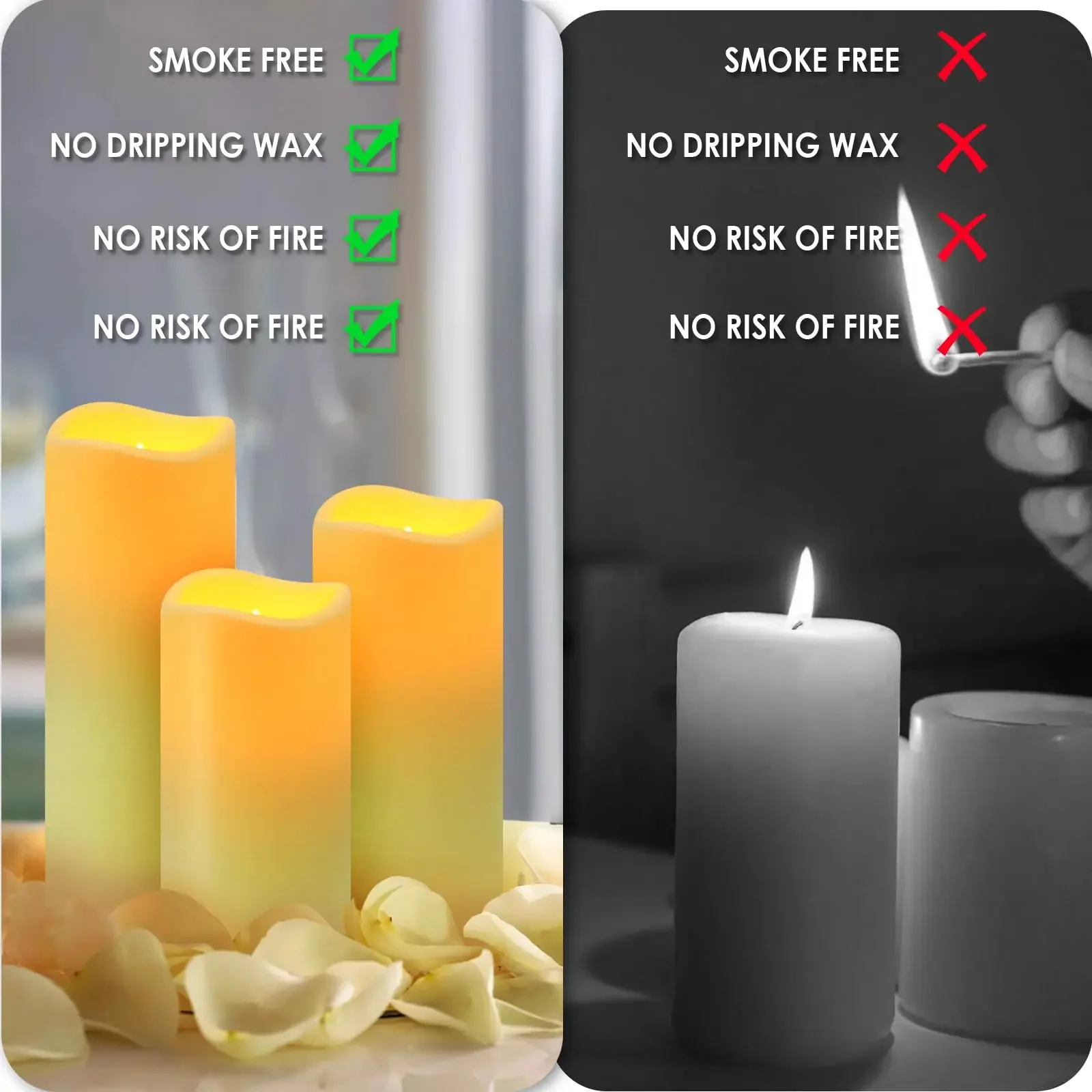 6-240Pcs LED Pillar Candles Flameless Battery Operated Candles Wedding Flickering Candle for Concert/Home Decor/Party Supplies