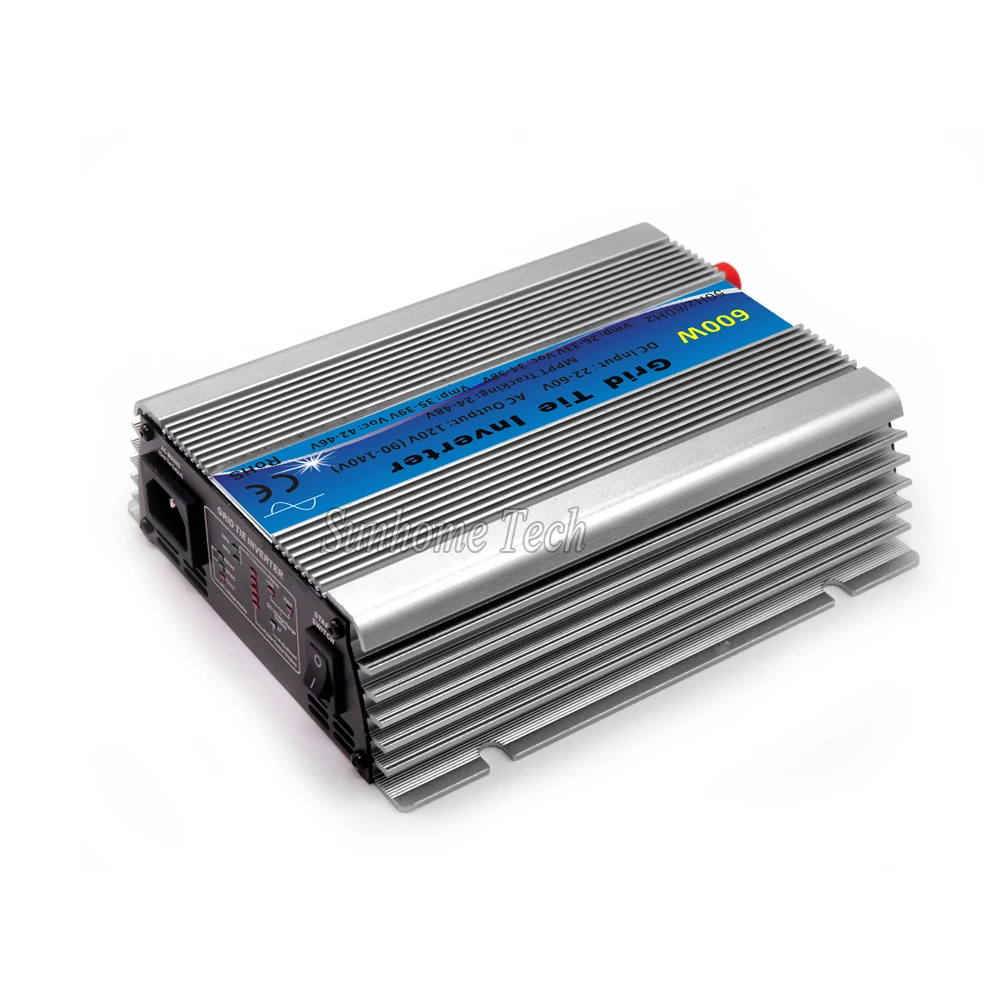 600W Grid Tie Inverter MPPT Function 22-60VDC input 120V or 230VAC Micro Grid Tie Pure Sine Wave Inverter 22V-60V to 220V