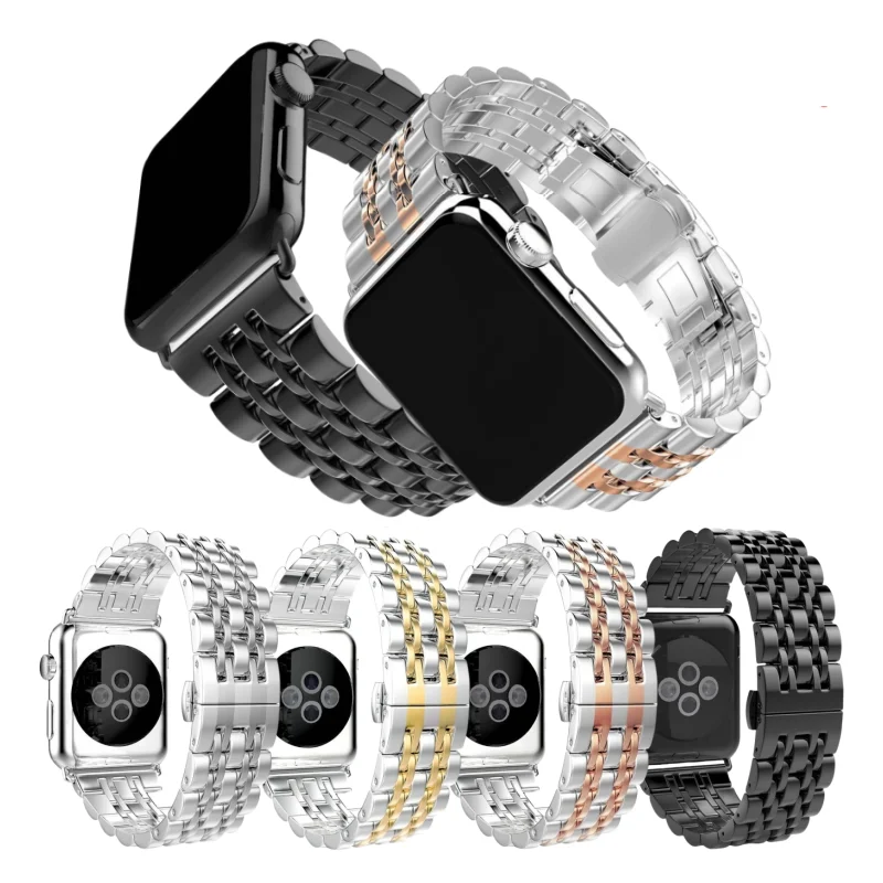 Luxury Stainless Steel Band For Apple Watch 44 45 Ultra 49 42 41 40MM Metal Double Color Band For iWatch Serise 10 9 8 7 6 5 4SE