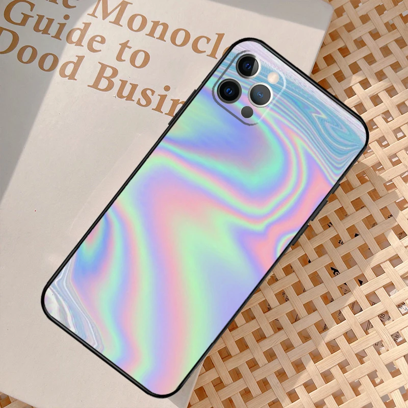 Holographic Iridescence Case For iPhone 16 13 11 12 14 15 Pro Max mini XR X XS MAX Plus Cover Cases