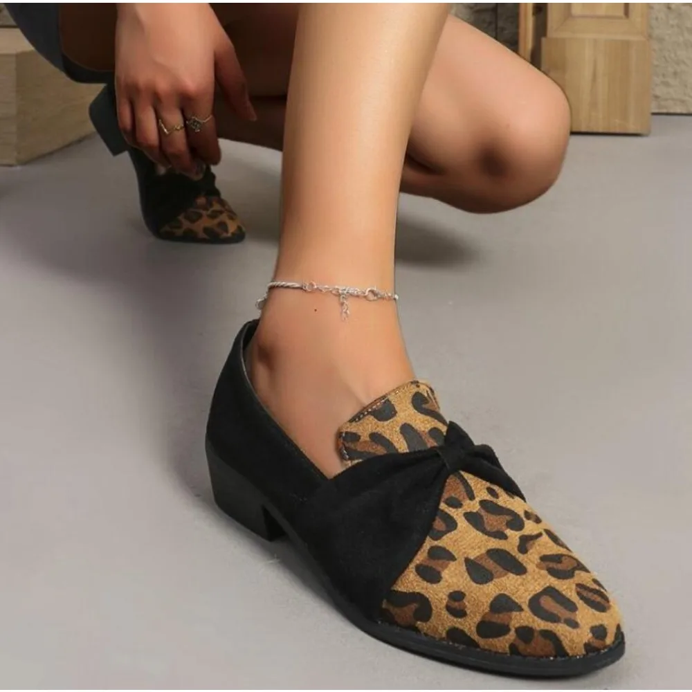 

Designer Pointed Toe Spring Autumn Fashionable Comfortable Elegant Casual Leopard Print Wear-Resistant Single Shoes Plus Size 42