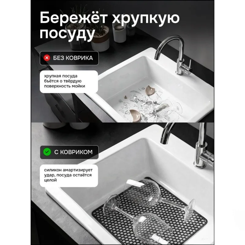 Hot Sale-Kitchen Sink Protector, 1 Pc, 30.5X30.5 Cm Silicone Mat-Dark Gray-Compact Square, Non-Slip& Scratch-Resistant