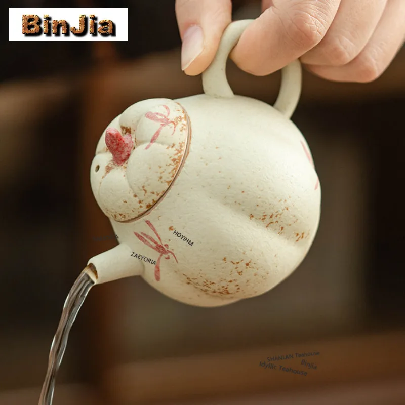 110ml Hand Painted Orchid Teapot Aesthetic Tea Infuser Pot Tea Making Kettle With Ball Hole Chinese Tea Set Supplies Decoration