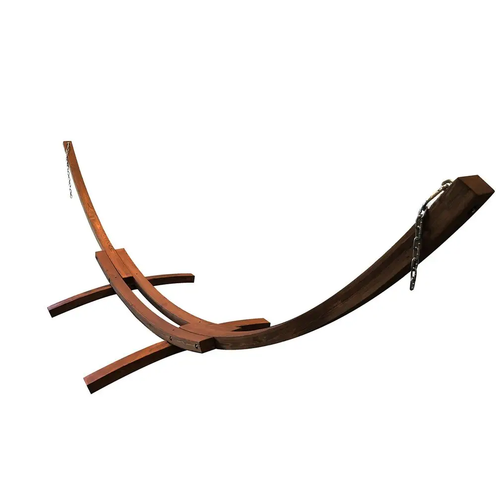 Ft. Wooden Arc Hammock Stand. 450 LB Capacity. Teak Stain Finish