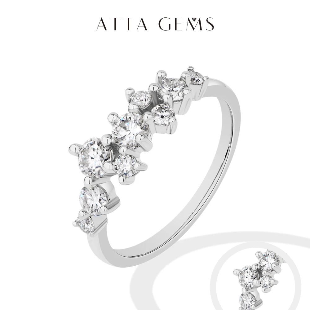 

ATTAGEMS сверкающее кольцо с бриллиантом из муассанита DVVS1, однотонные кольца из стерлингового серебра 925 пробы круглой огранки для женщин, вечерние модные дизайнерские ювелирные изделия