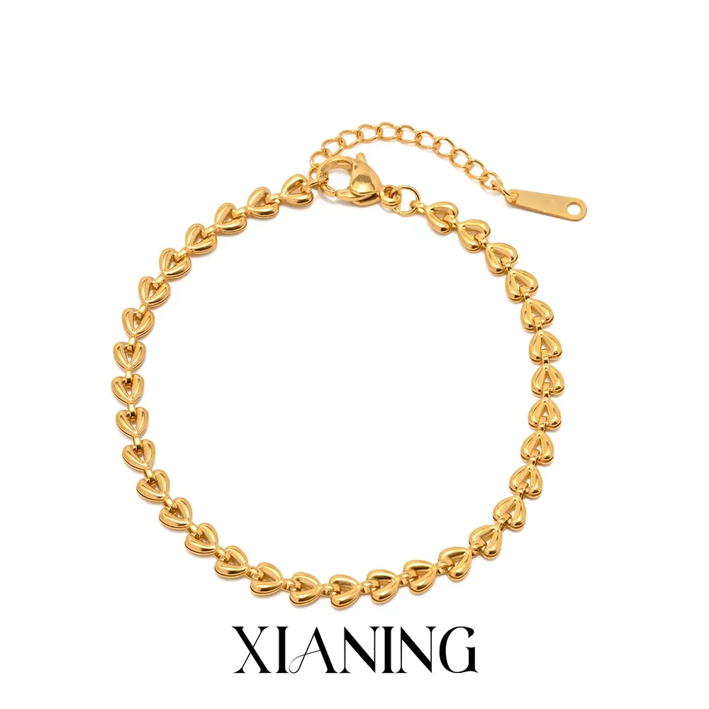 XIANING رائعة الفولاذ المقاوم للصدأ معدن 18K الذهب اللون مطلي سلسلة سوار مقاوم للماء ضوء موضة المرأة شيك مجوهرات هدية #1