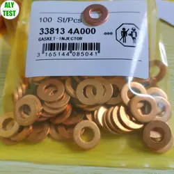 ALYTEST 100PCS Copper Washer / Diesel Common Rail Injector Gaskets 2.5 CRDi F00VC17504 338134A000  Seal