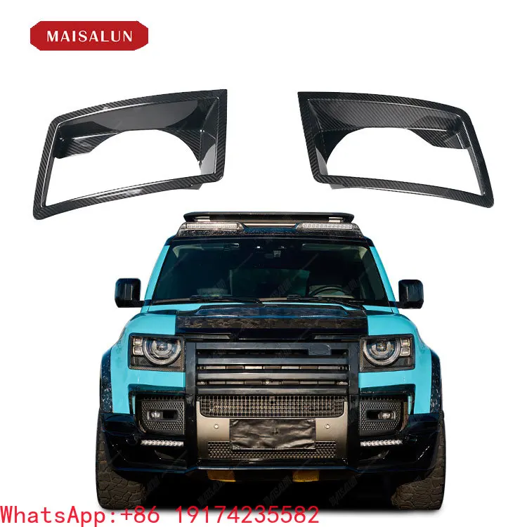 

For Maisalun Auto Spare Parts Dry Carbon Fiber Material Headlight Lampshade for Land Rover Defender Body Kit