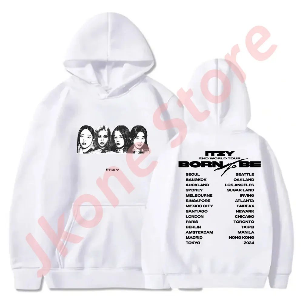 

Kpop ITZY Vintage Photo Hoodies Born To Be Album Tour Merch Women Men Fashion Casual Hooded Sweatshirts