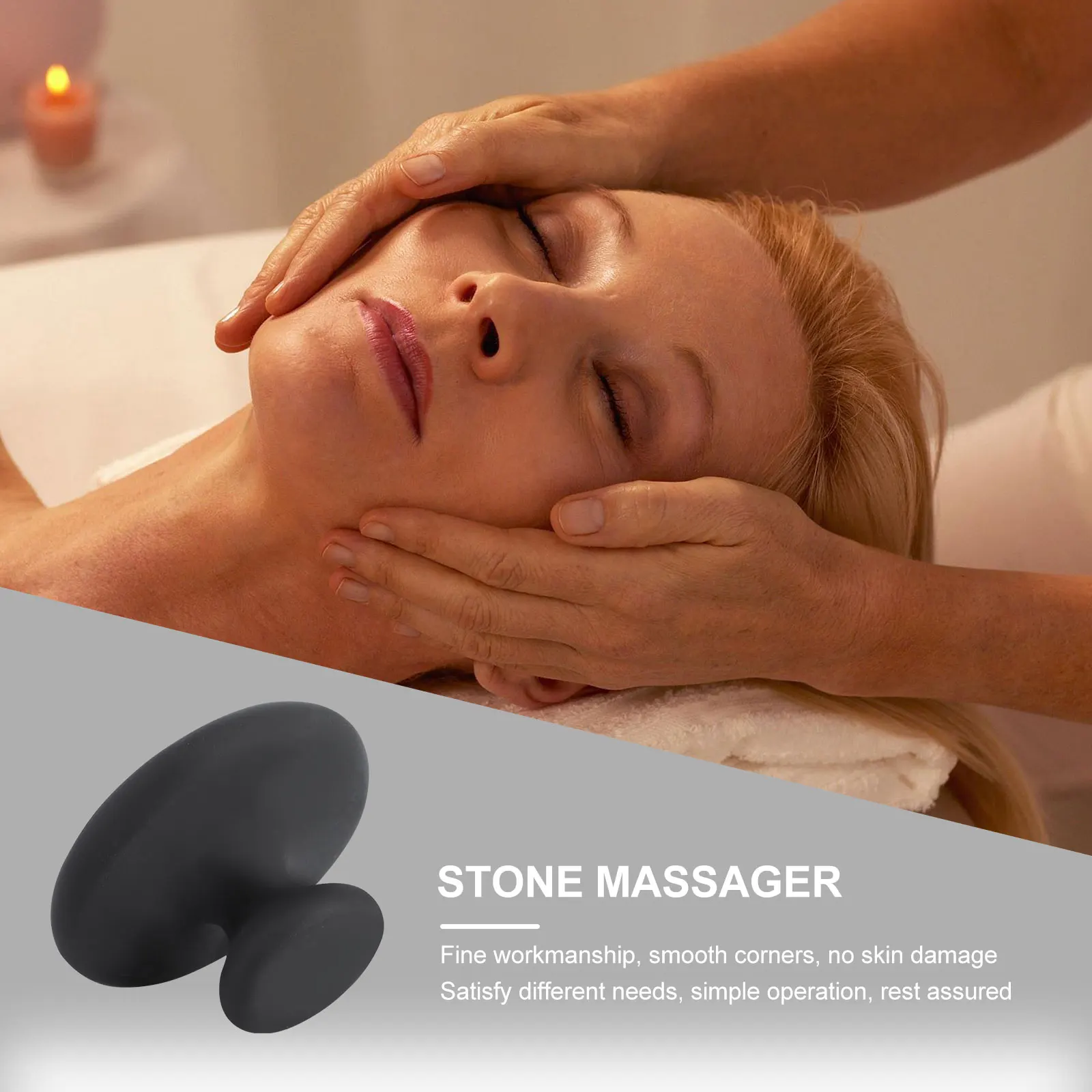 

Bianshi Massager Rock Stone Trigger Point Mushroom Basalt Gua Healing Shoulder Leg Foot Massage Therapy Spa Tools